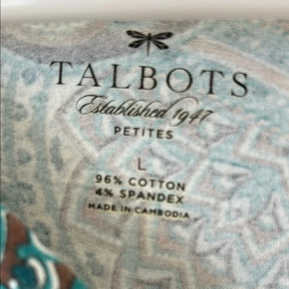 TALBOTS Teal and Brown Paisley Blouse - Picture 2 of 3